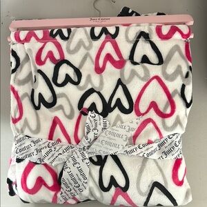 Juicy Couture Pink and Black Heart Blanket